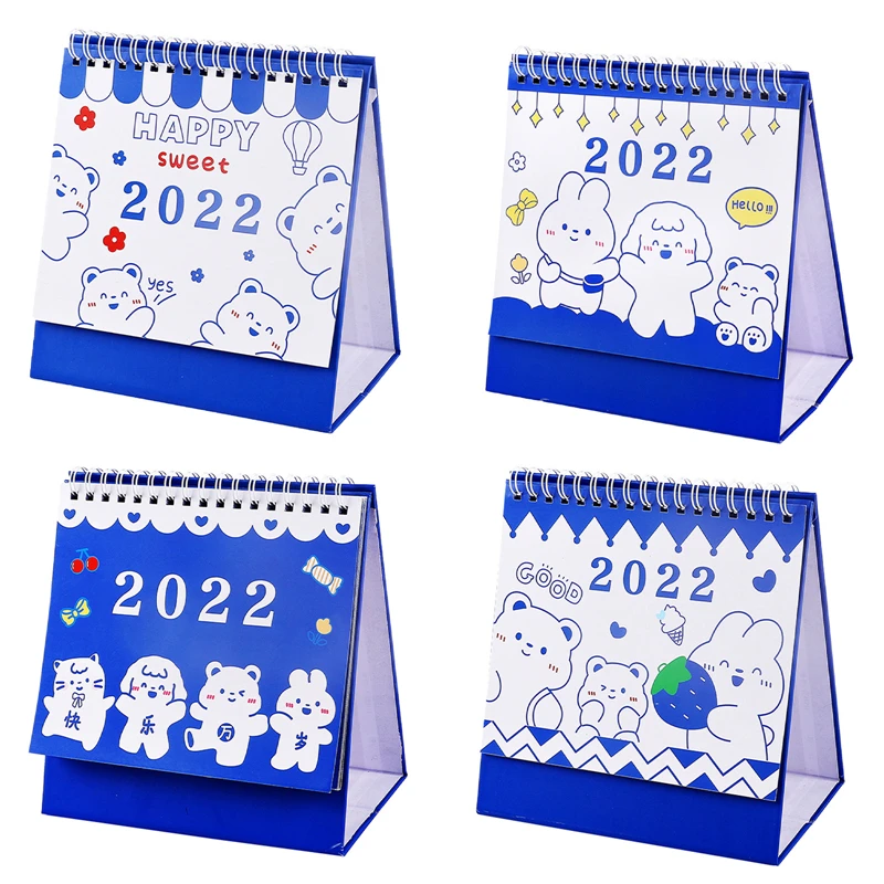 

2022 Kawaii Bear Animal Table Calendar Cute Cartoon Sweet Bear Desktop Calendar Office School Mini Calendar Agenda Schedule