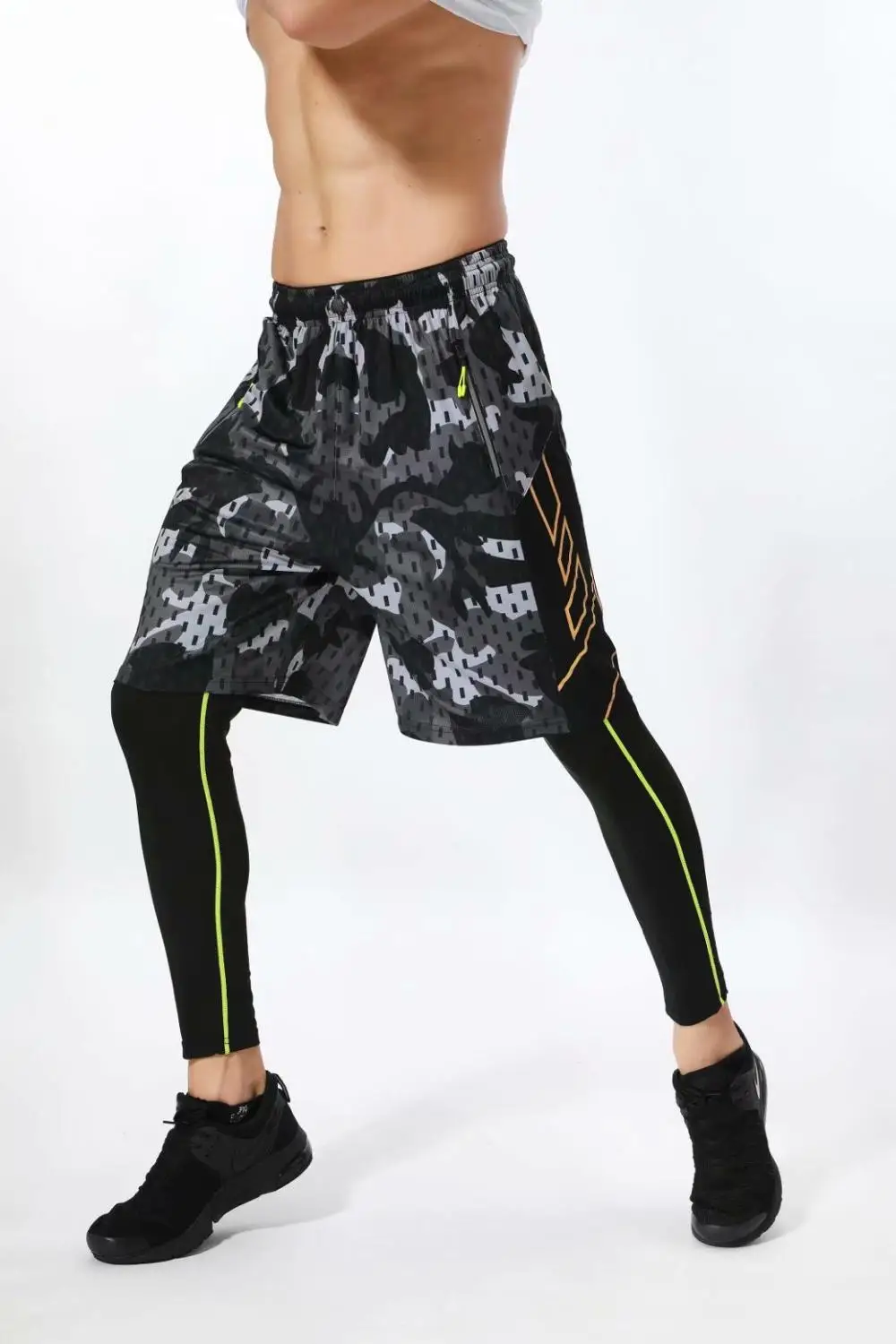 

Men Shorts Zip pocket Elastic Sport Running Shorts Outdoor Training Fitness Short Sweatpant Loose Beach Basketball Shorts