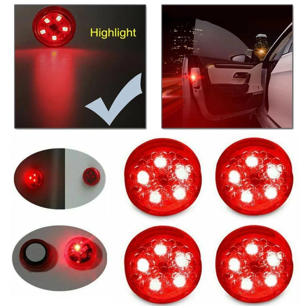 

4pcs Car door Light 5-LED Warning Lamp Strobe Anti-collision Safety Red DC12V 5W