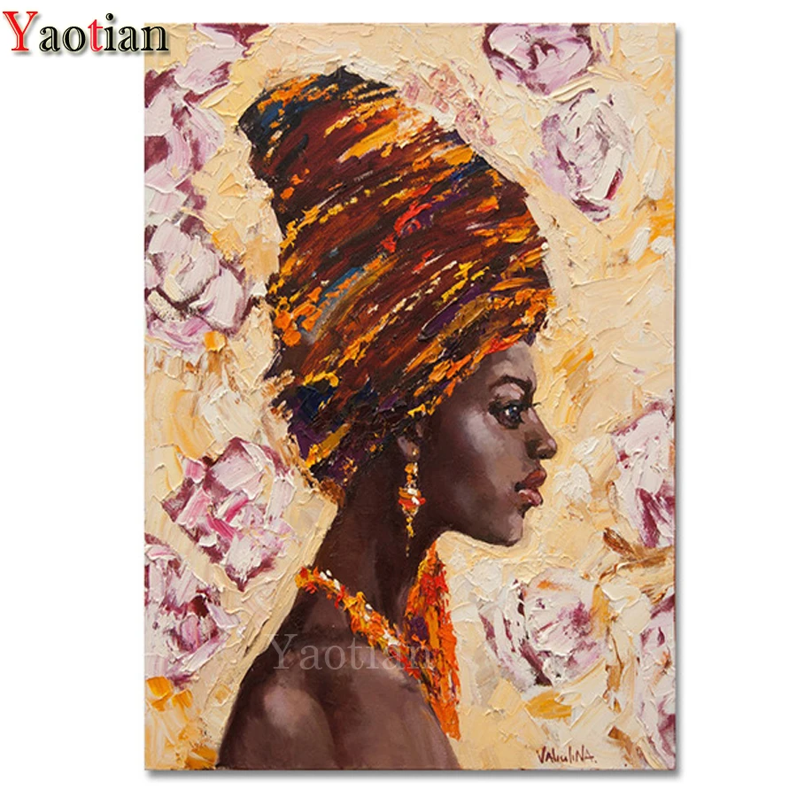 

Квадратная/круглая алмазная живопись с полным заполнением, алмазная вышивка для Африканской женщины 5d, набор для алмазной мозаики «сделай ...