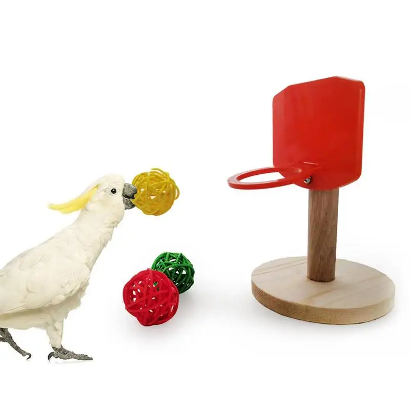 

1pcs Pet Birds Chew Toy Parakeet Toys Birdie Basketball Hoop Props Pet Parrot Training Intelligence Toy With Balls Bird Supplies