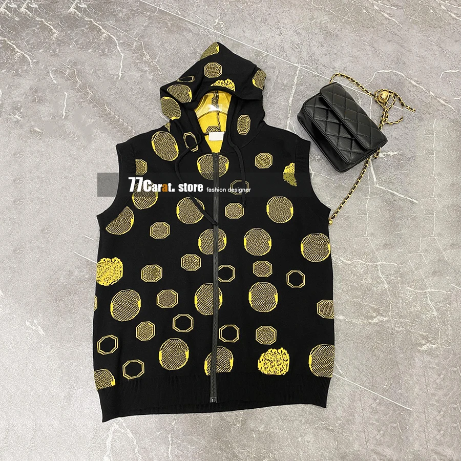 

knitted sweater women vest tank top geometry logo design jacquard high quality o-neck sleeveless wool hoodie sweaters tops vests