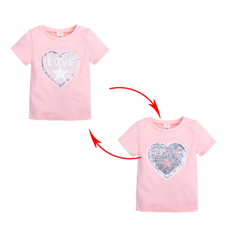 Футболка с пайетками для девочек 2 8 лет|Тройники| |