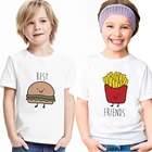 Футболка с изображением гамбургерских чипсов Лучшие друзья топы для новорожденных и маленьких детей, футболка одежда для девочек, сестер, мальчиков, брата