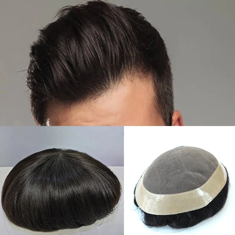 6*8 7*9 Mono Men Wig Hair Replacement System Durable Hair Prosthesis Natural Hair Man Toupee Pu And Mono Human Hair Hairpiece