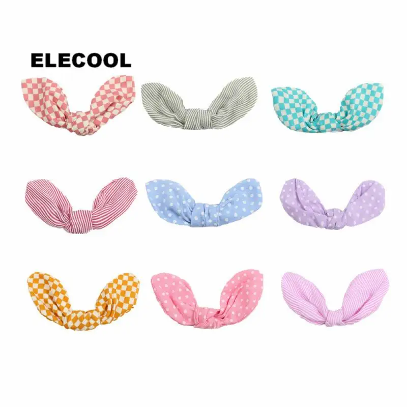 Эластичные заколки для волос с кроличьими ушками в разноцветный горошек зажимы