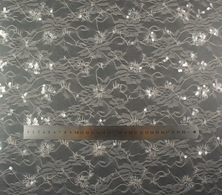 

1yard/lot 130CM French lace fabric Beautifully Sequin Embroidered Wedding Lace Fabric Handmade Material Evening Dress Clothes