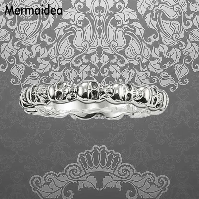 Обручальные кольца с черепами в виде скелета вечности посеребренные модные