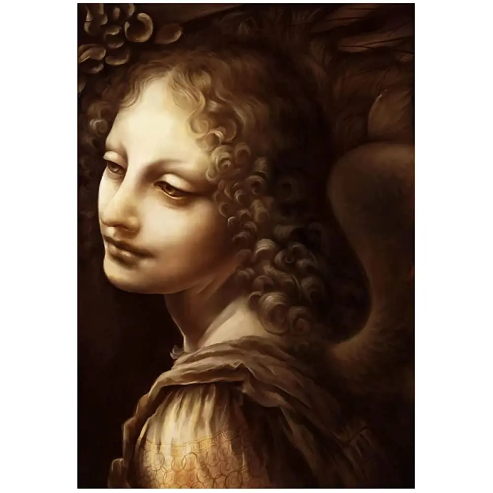 

Настенная картина bdkym с изображением деталей ангела Леонардо да Винчи, Классический Портрет маслом на холсте