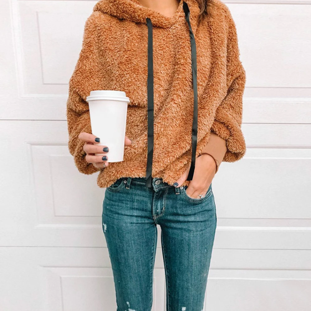 Женские флисовые толстовки с капюшоном 2019 новые модные осенне зимние плюшевые