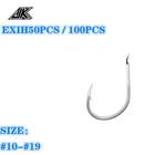 JK EXIH-50PCS  100 шт легкий рыболовный крючок; Цвет Серебряный; На плоской подошве; Ise крючок из высокоуглеродистой Сталь рыболовный крючок