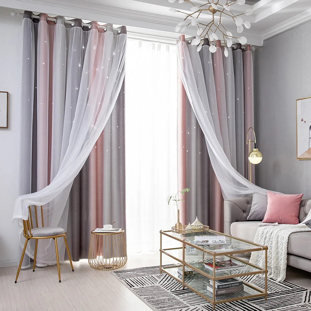 

Blackout Star Curtains Stars Blackout Curtains for Kids Girls Bedroom Living Room Colorful Double Layer Star Window Curtains