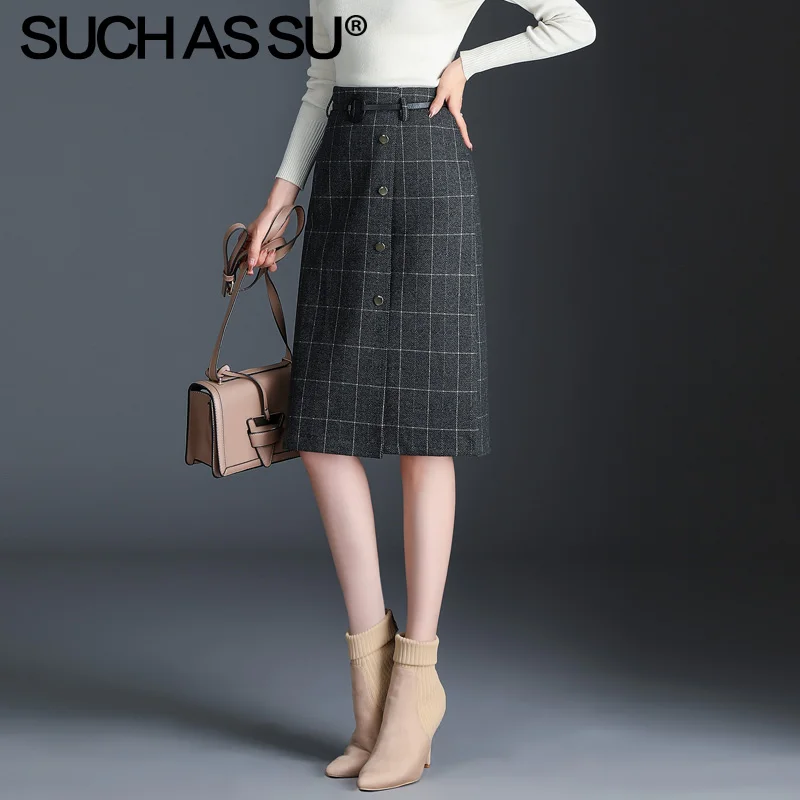 Женская вязаная юбка-карандаш серая до колена с высокой талией размера плюс на