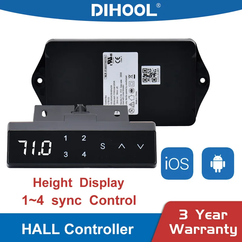 Sistema de Elevação Atuador Linear Elétrico Controlador Hall 1 2 3 4 Pcs Sincronizar Controle Altura Display dc Motor Elevador