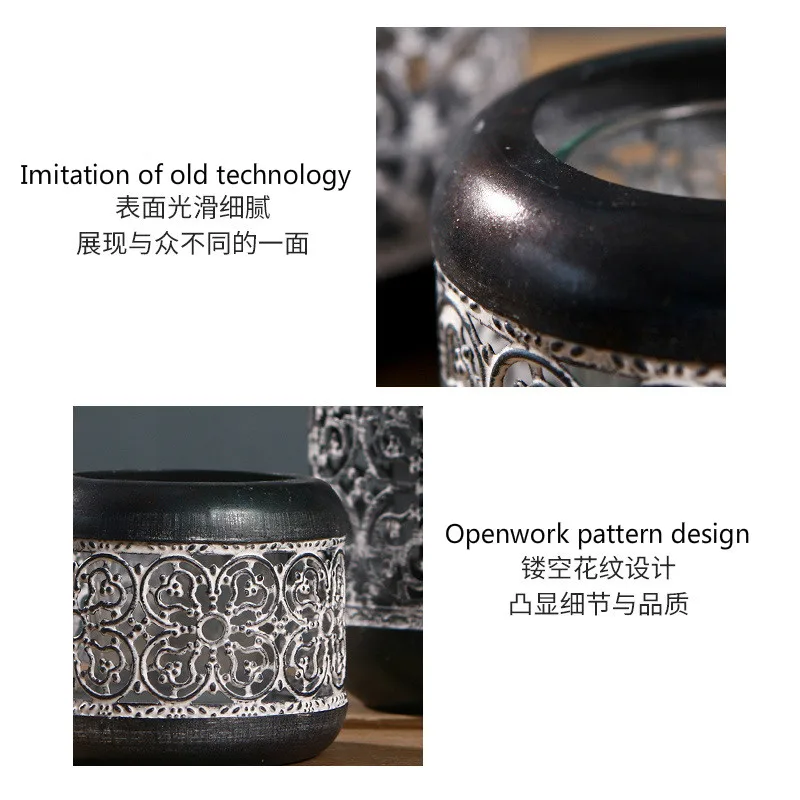 

Nordic Retro Candlestick Metal Ornaments Make Old Wrought Iron Hollow New Year Christmas Valentine's Day Party Decoration Gifts