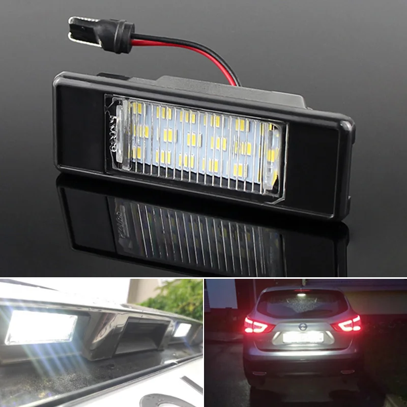 

2Pcs Error Free White LED License Plate light For Nissan X-Trail T30 T31 Qashqai J10 J11 Primera P12 Pathfinder R51 Juke F15