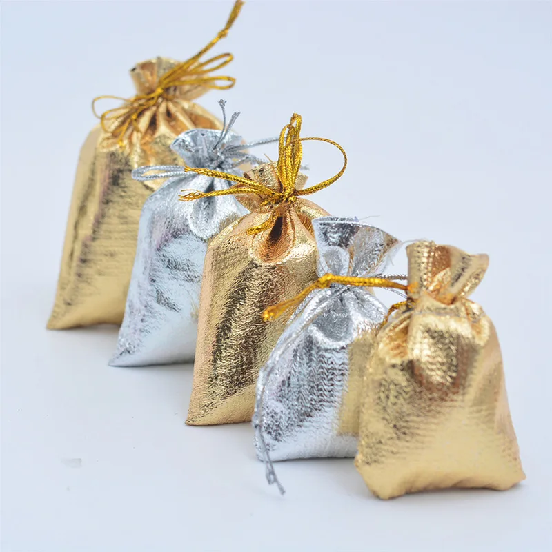

10 Sizes Gold Silver Color Organza Bag Jewelry Packaging Bag Wedding Party Favour Candy Bags Favor Pouches Drawstring Gift Bags