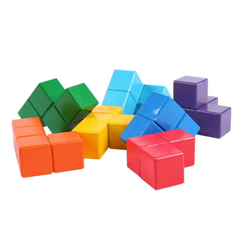 Деревянная 3D головоломка игрушка строительство Монтессори развивающая игра для