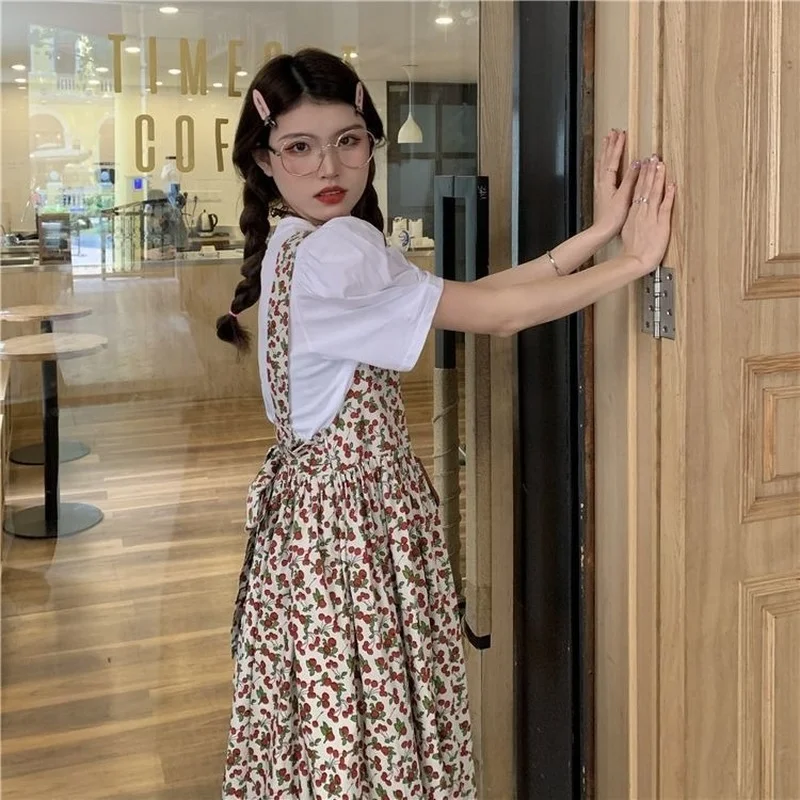 Платье-миди женское без рукавов милое платье-трапеция в стиле ретро с принтом