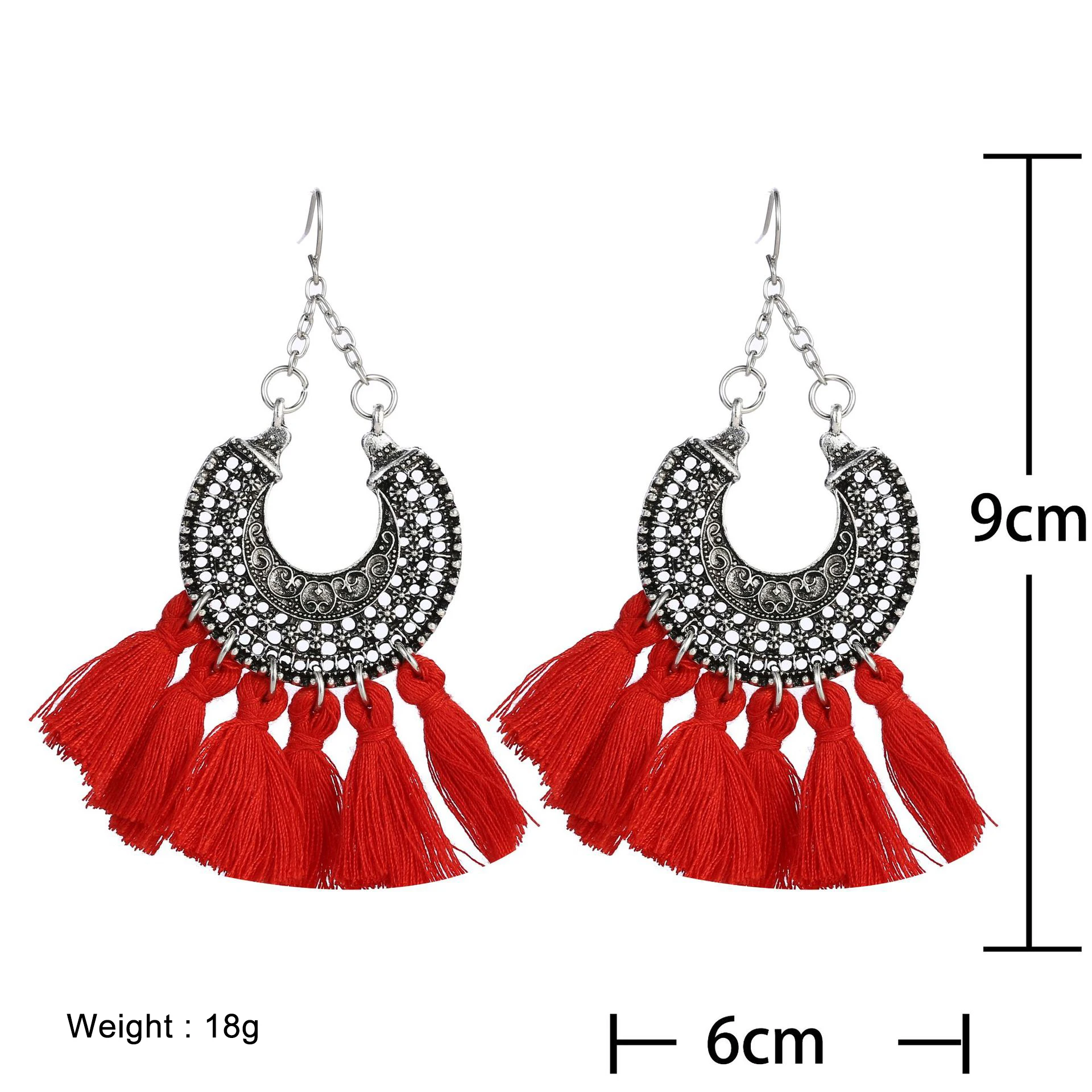 Стильные женские серьги с кисточками 9 см в богемном стиле круглые вечерние