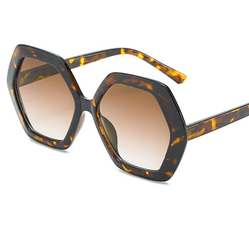 Высокие модные большие шестиугольные солнцезащитные очки бежевая оправа