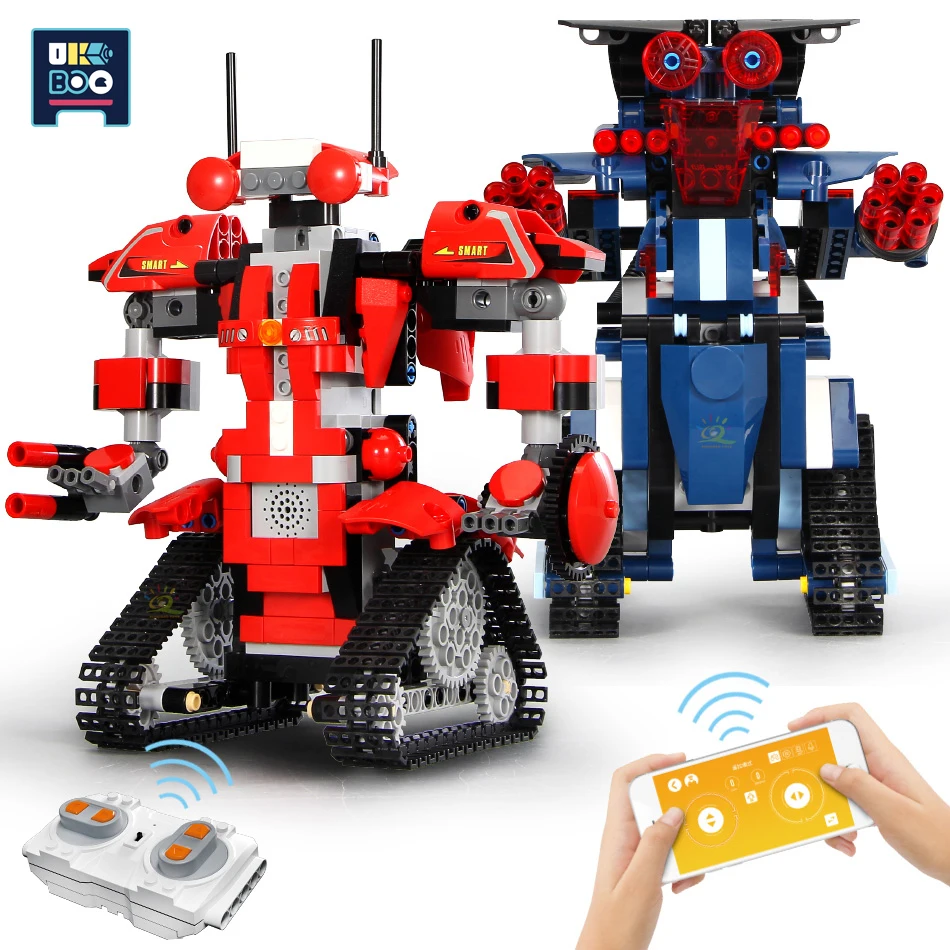 

High-Tech APP Robert Robot Electric Remote Control Building Blocks RC Robot Mecha DIY City Bricks Toys Model For Children Gifts