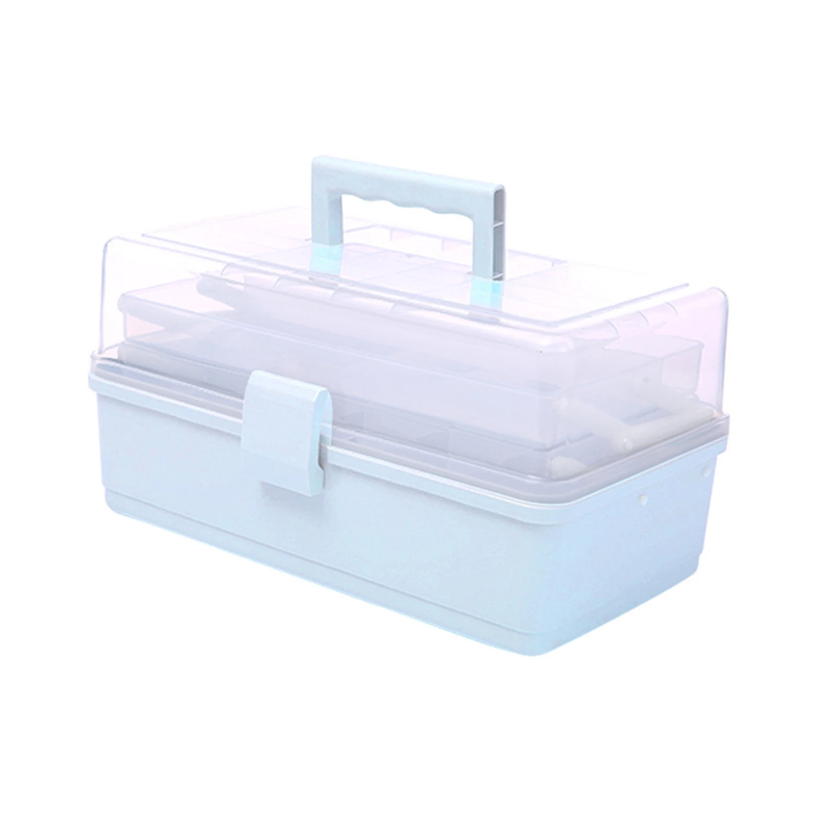 

Three-Layer Clear Plastic Storage Box Medicine Organizer Multipurpose Container With Portable Handle Storage Case Home Storage