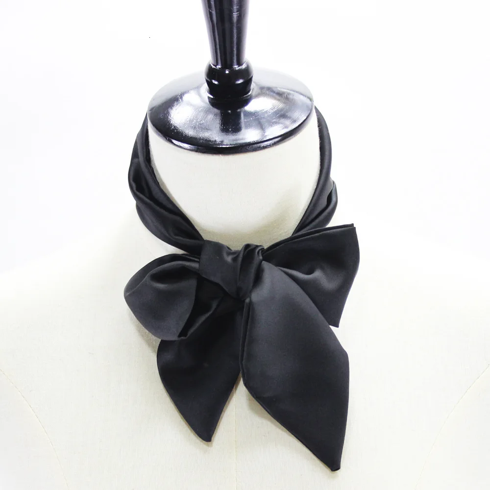 

Two-sided Satin Face Silk Scarf Uniform White Collar Scarf Lead Flower Bow Tie Detachable Collars