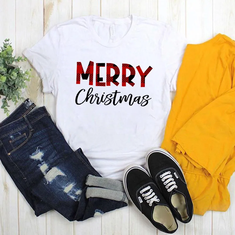 TJCJFO винтажная рубашка Harajuku Merry Christmas женские футболки футболка Осень Топ Женская s