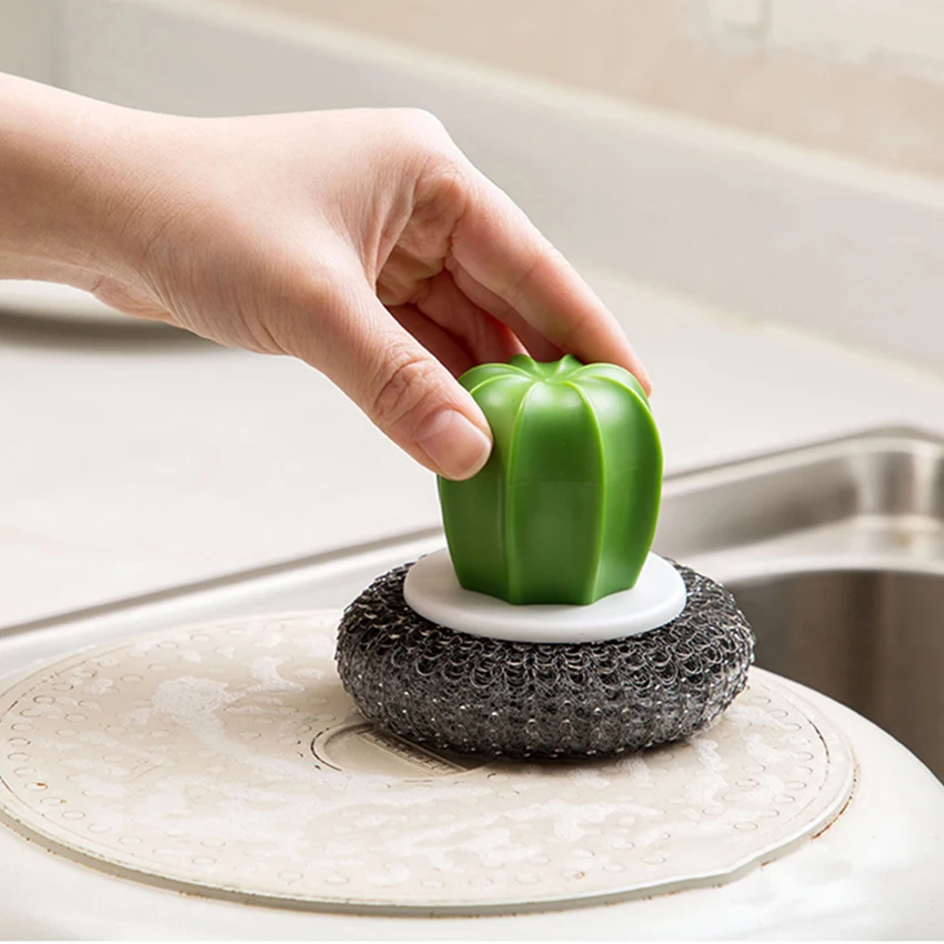 1 шт. домашний Стальная проволока/PP мяч для вытирания грязи гаджет кактус щетка с