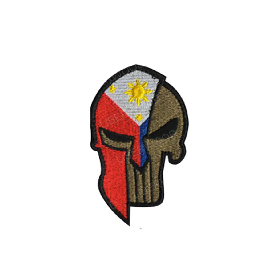 Philippine Spartan Каратель Спартанский череп шлем Россия Американский Израиль Канада Испанский Великобритания Чешский Немецкий флаг патч тактический боевой дух нашивки значки - Цвет: Philippine Spartan