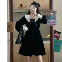 japanese style black gothic dress women elegant retro party mini dress female high street casual kawaii korean dress women 2021