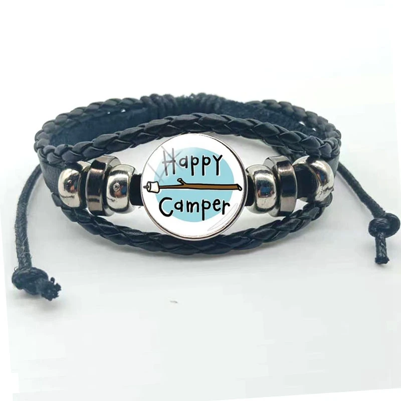 Счастливый кемпинг милый браслет I RV стеклянный выпуклый путешественника