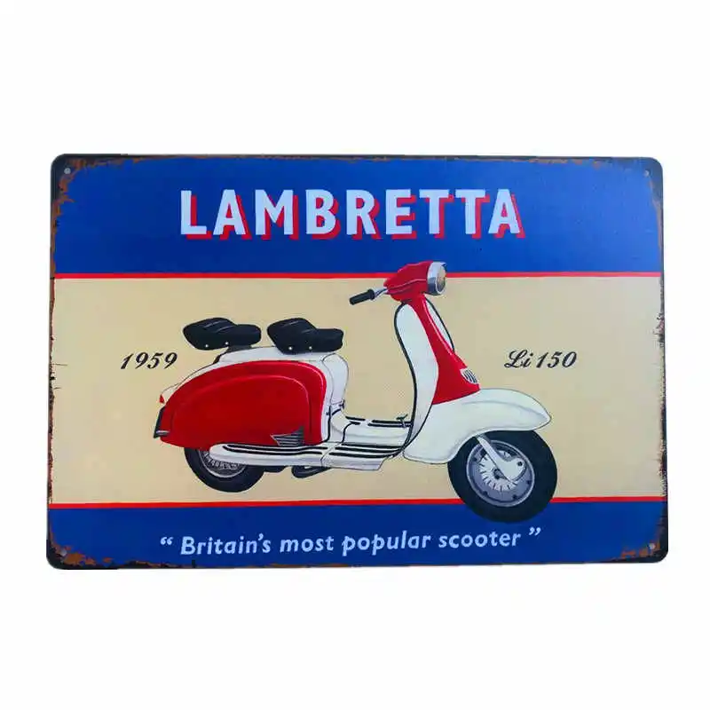 Шоколад Винтажная Ретро металлическая жестяная вывеска Vespa индийский двигатель VW автобус муста Железный плакат ESSO гараж газ масло бар деревенский табличка человек пещера Паб Бар - Цвет: Шоколад