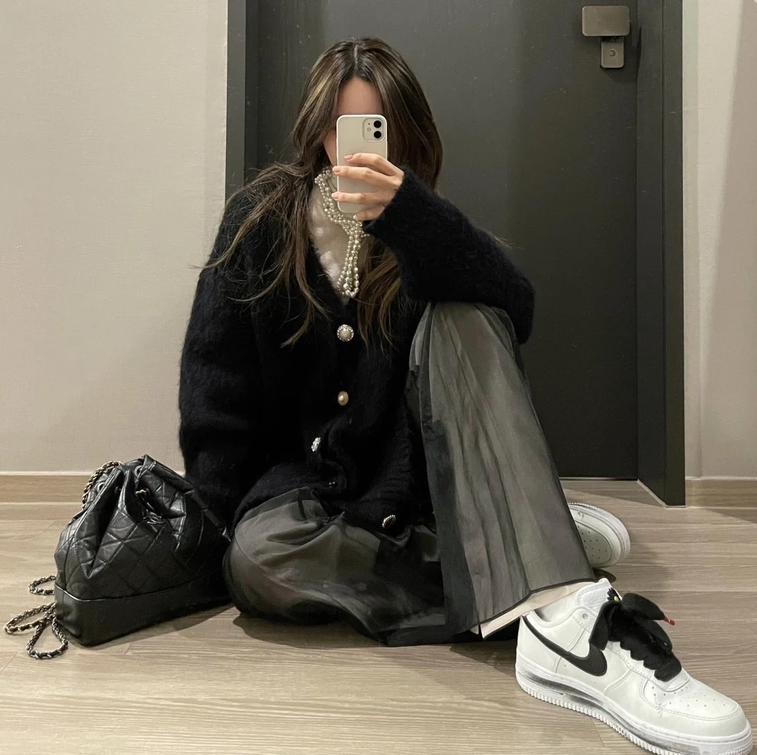 

New 2021 Autumn Women 30% Wool Knitted Cardigans Female Casual Loose Sweater Coat Ddxgz2