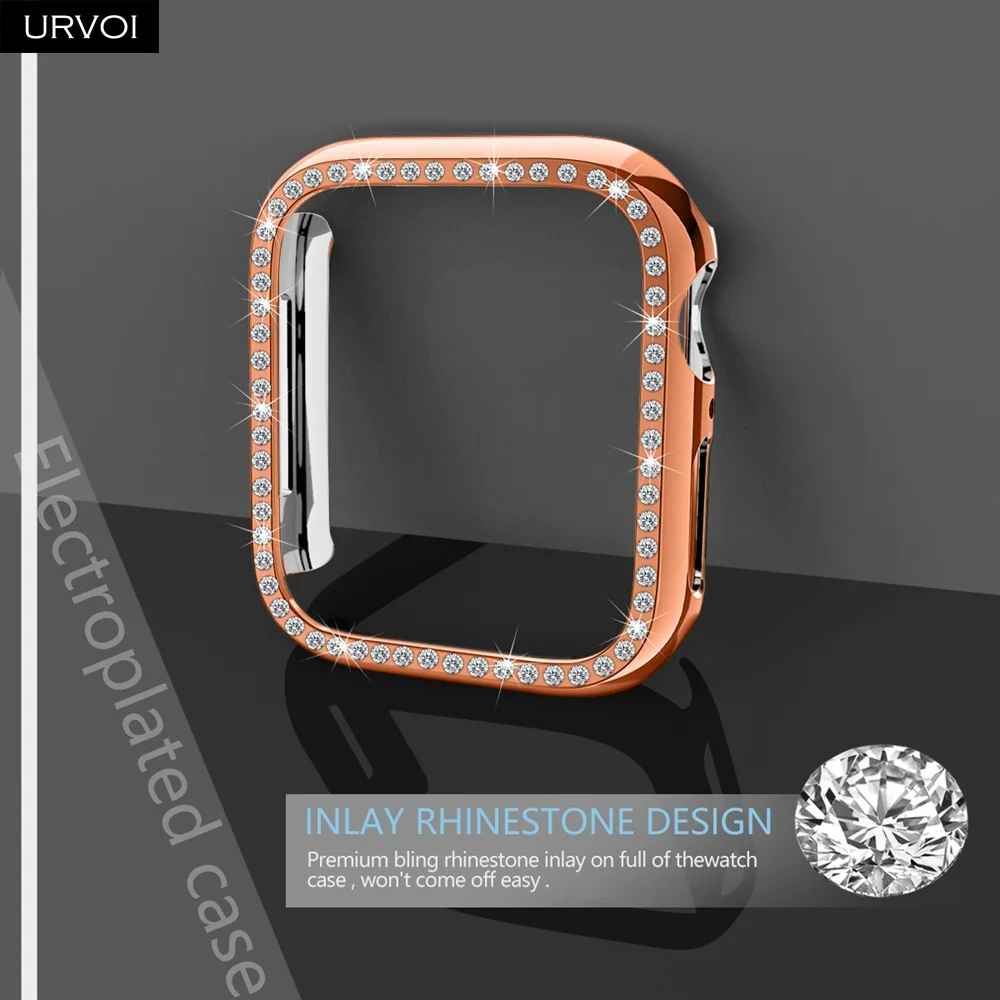 Чехол URVOI для Apple Watch series 6 SE 5 4 3 2 гальванический пластиковый бампер с твердой