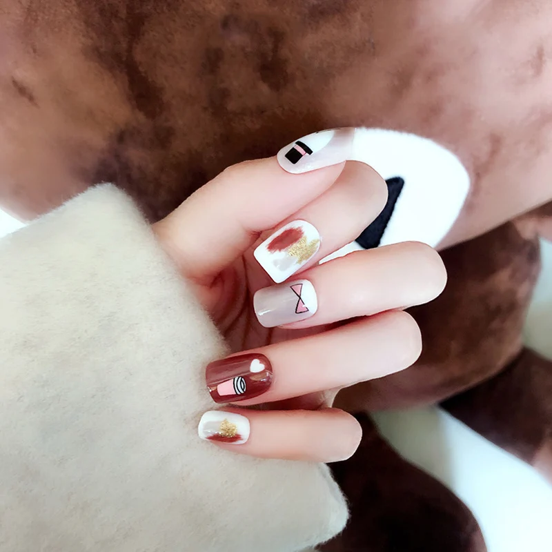 24 шт./компл. поддельные накладные ногти обувь на коротком квадратном Тип простой