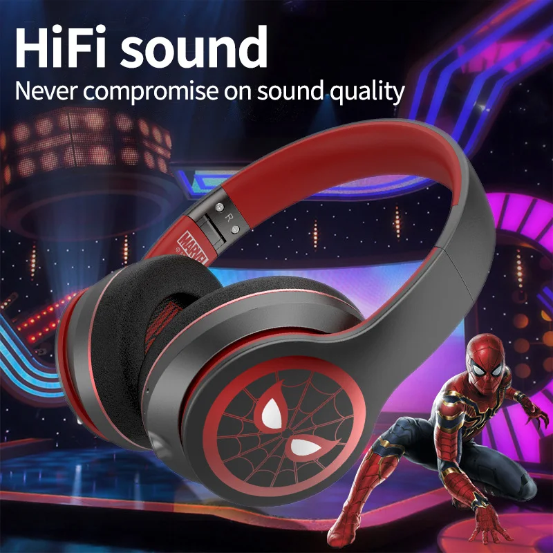 

Marvel Avengers Iron Man Captain America Portable Head-mounted Wireless Bluetooth 5.0 Headset Running Sport Earphone Stereo