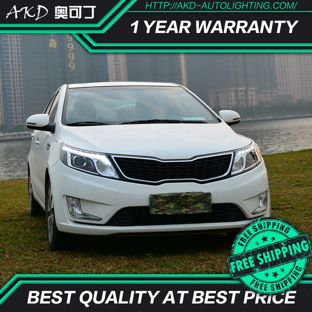 AKD тюнинг автомобильных фар для KIA K2 RIO 2011 2014 светодиодные фары DRL ходовые огни Bi Xenon