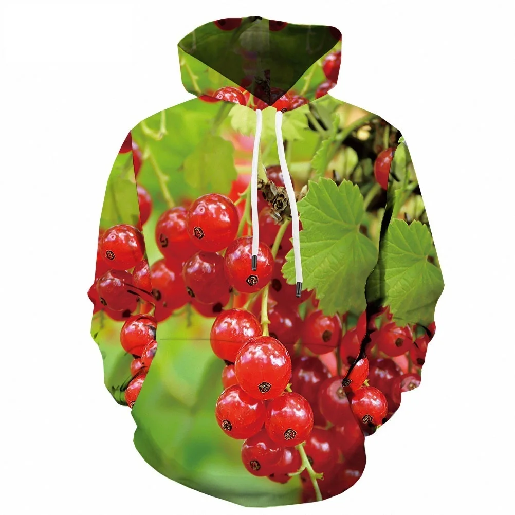 

2021 Personality 3D Full Printed Man Red Cherry Hoodies Funny Unisex Clothing Mens Delicious Fruit