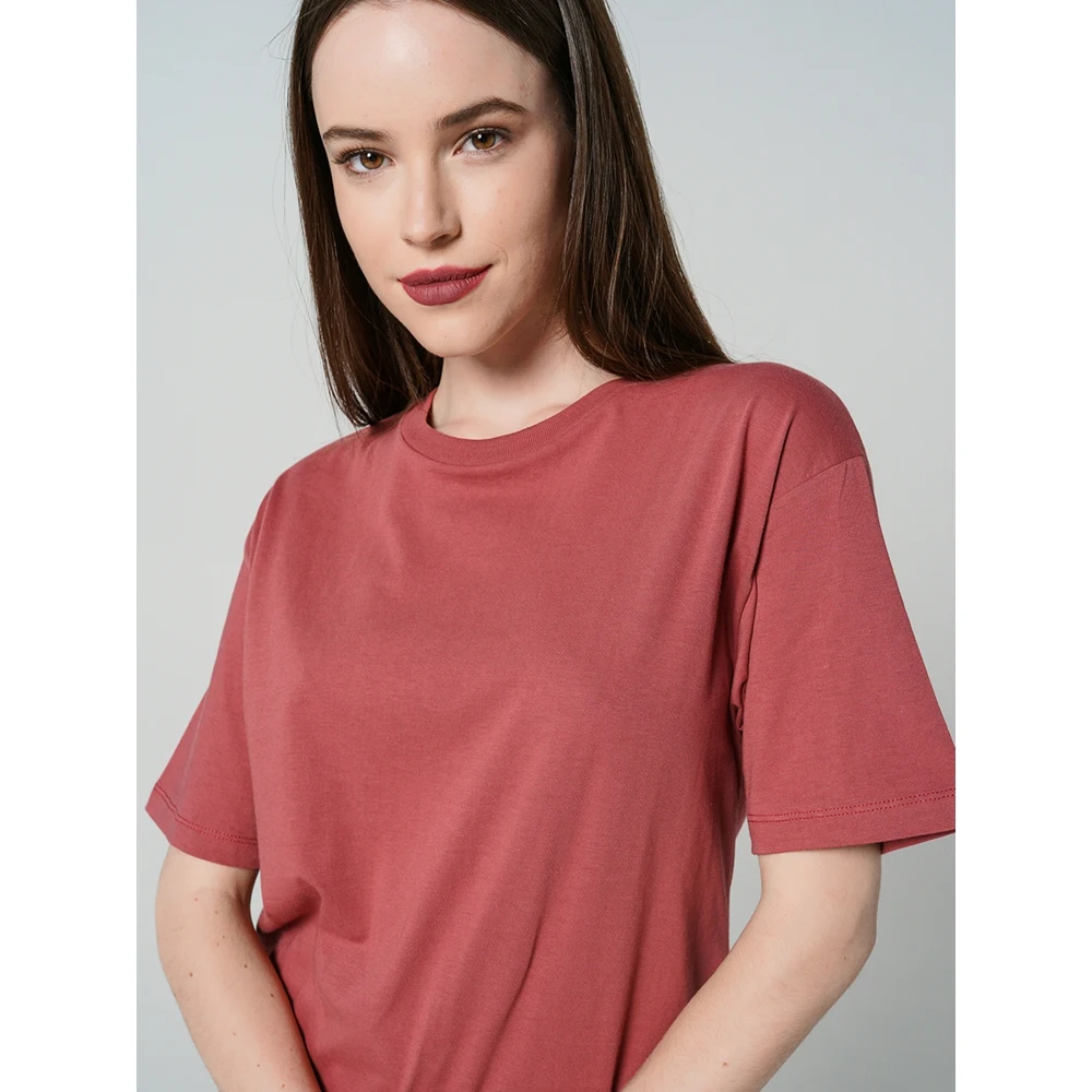 Футболка TBOE женская 100% Хлопок цвет темно розовый|Футболки| |