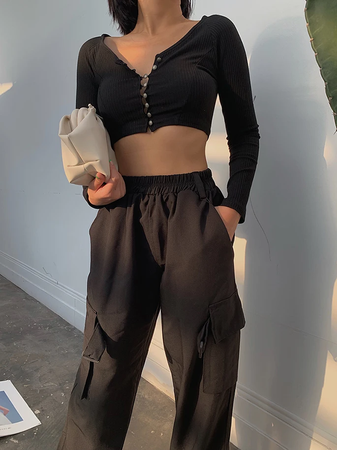 2019 Новая модная женская одежда осенняя футболка с длинным рукавом сексуальная