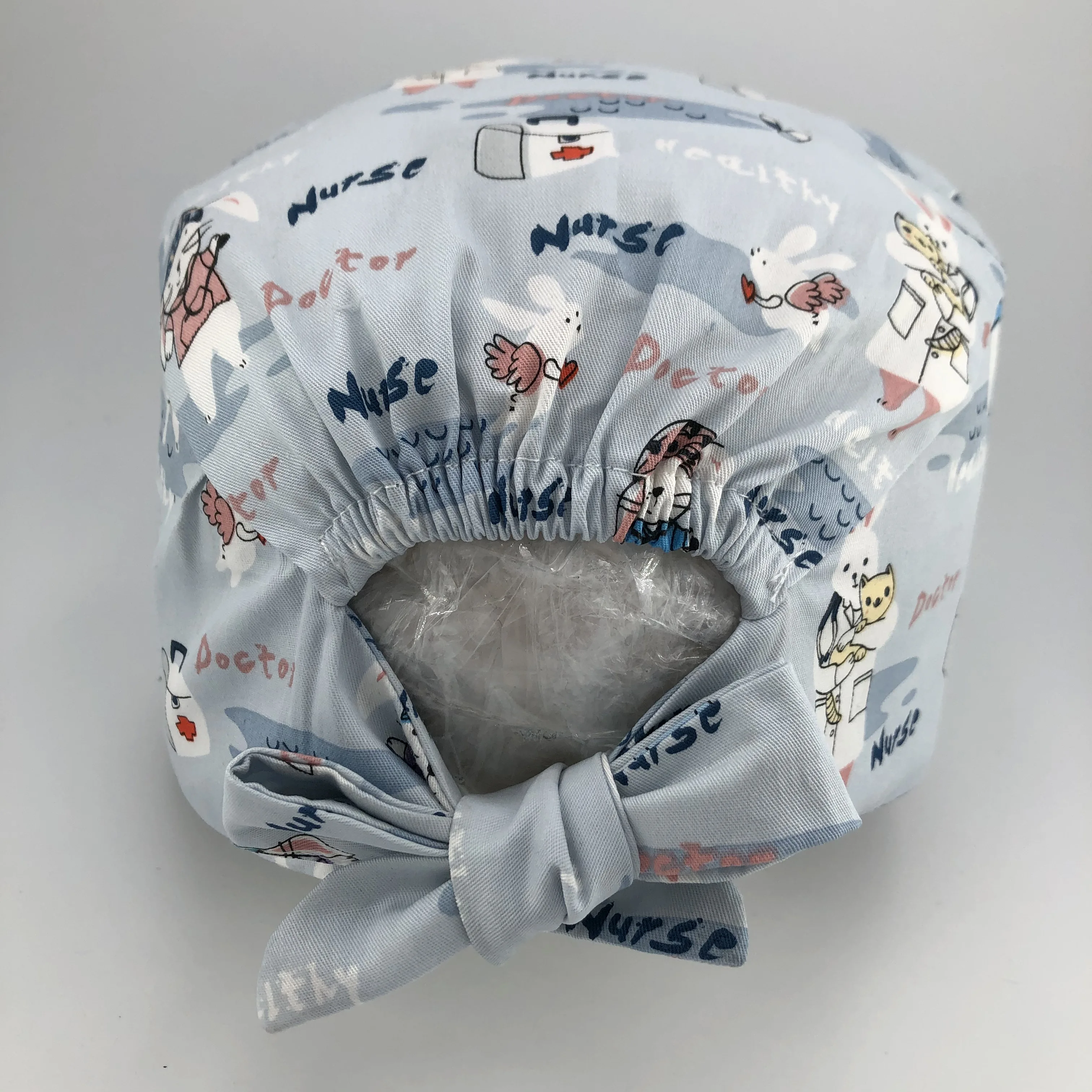 

2021 Carton Print Scrub Cap Working Hat Women Men 100% Cotton Tieback Inner Forehead Towel Plastic Beautician Chef Cooking Caps