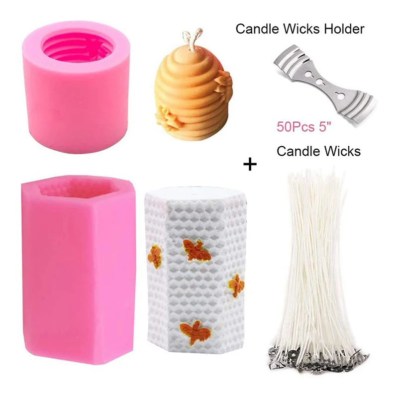 

New Silicone Candles Molds With 50pcs Candle Wicks Candle Making Craft Supply