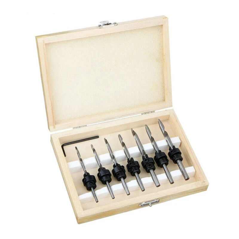 1 Набор конических зенковочных сверл HSS Деревообрабатывающие инструменты 1/4