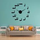 Бескаркасные музыкальные нотки 3D акриловые простые DIY настенные часы современный дизайн Музыкальная Тема настенный художественный декор самоклеющиеся часы