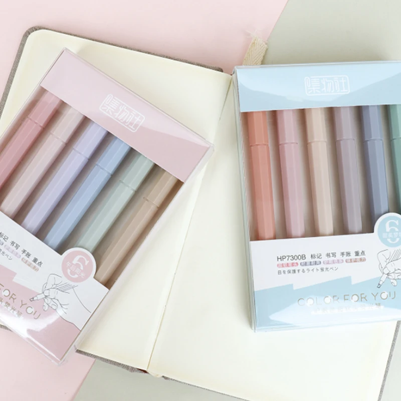 

6pcs/set Children Stationery Candy Color Fluorescent Marker Pens Highlighter