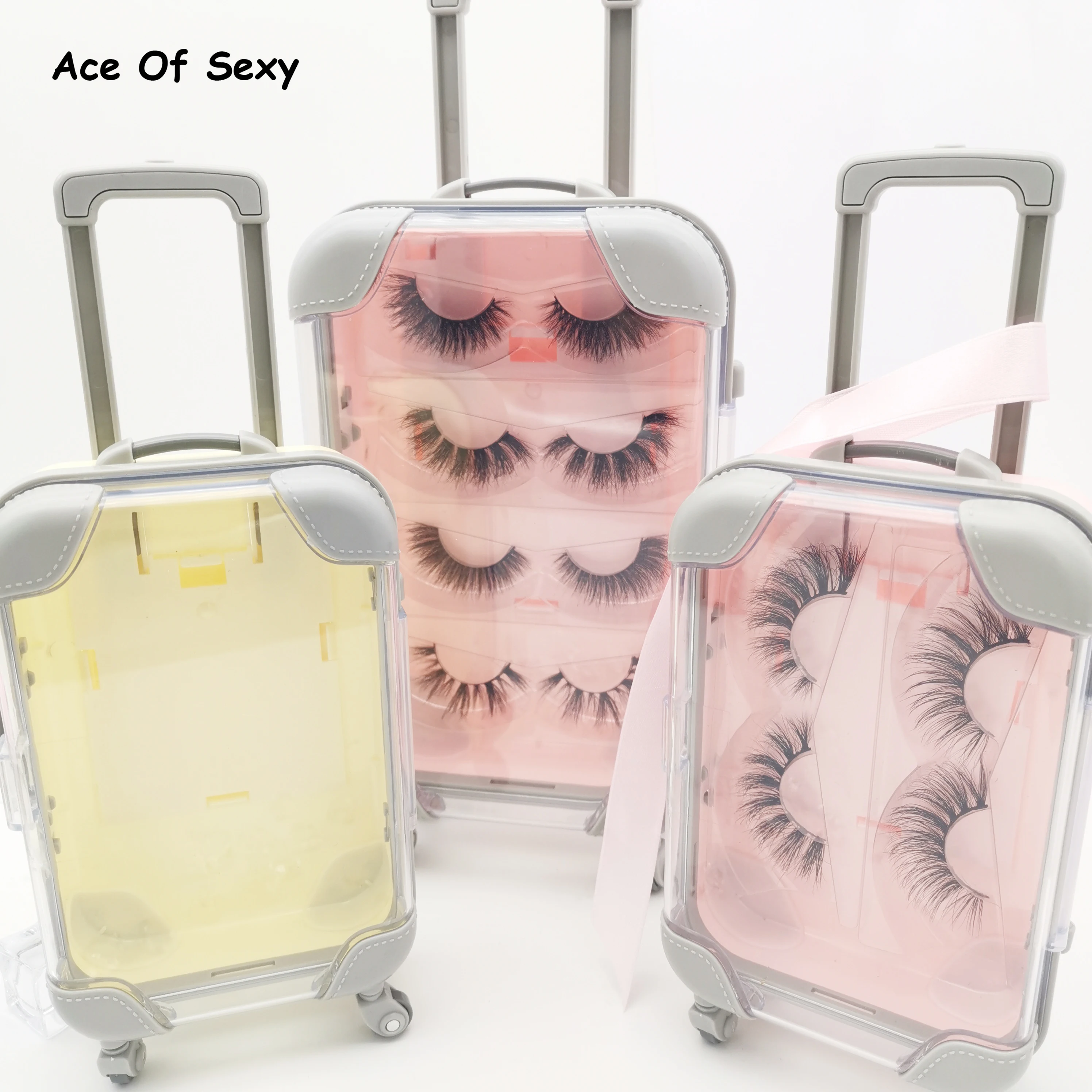 

Роскошные норковые накладные ресницы Aceofsexy, пушистые вьющиеся ресницы, накладные 3d ресницы, индивидуальная упаковка ресниц, розовый чемода...
