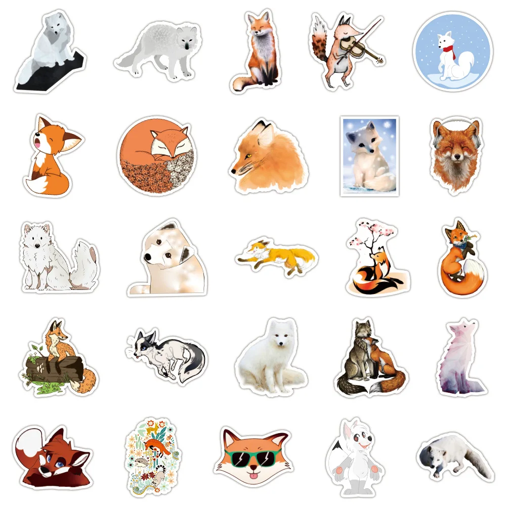 Pegatinas impermeables de zorro para decoraci&oacute;n de monopat&iacute;n, 50 Uds., equipaje DIY, taza de agua, ordenador, tel&eacute;fono m&oacute;vil, papeler&iacute;a-4