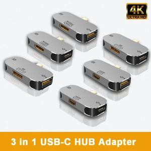 3 in 1 usb hub type c to hdmi compatibledpmini dp adapter 100w pd fast charging usb c docking station for macbook pro 4k60hz free global shipping